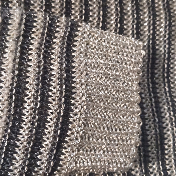 Balmain Silver and Black Striped Cable Knit Metallic Sweater - Picture 8 of 10